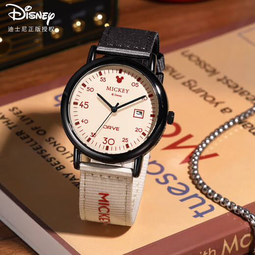 Disney Watch männliche Junior- und Senior High School-Schüler personalisierte Retro-Leinwand mit Quartz Watch Teenager wasserdichte Uhr MK-12149b1