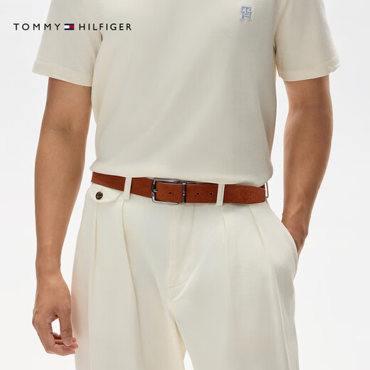 
TOMMY HILFIGER [Double-sided] Men's retro pin buckle leather business casual belt belt AM0AM12053 Black brown GB8 95cm