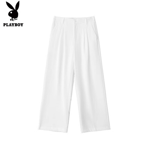Playboy (PLAYBOY) Large Size Casual Pants Men's Solid Color Wide Leg Pants Trendy Versatile Straight Pants Spring and Autumn Solid Color Loose Drape Small Suit Pants Black 5XL Recommended 180-200Jin Jin is equal to 0.5 kg