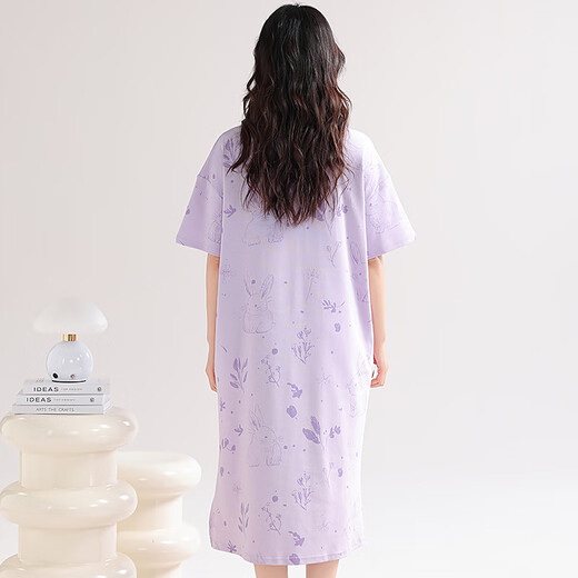 莫代尔睡裙女款夏季短袖睡衣裙2025年新款夏天薄款孕妇夏款连衣裙 ZH14105 XL (170)