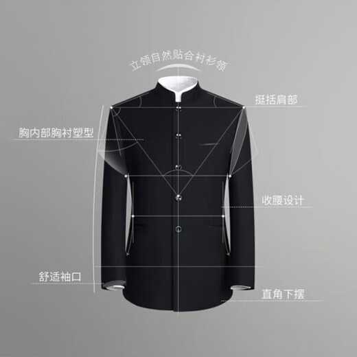 TPZBWG high-end brand Chinese tunic suit men's 2025 new Chinese stand-up collar suit Chinese Tang suit two-piece set Navy blue hidden placket 175C