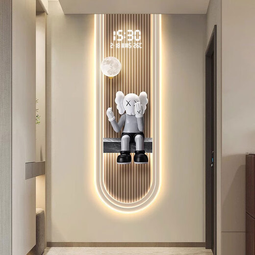 
MOJY perpetual calendar electronic display 2025 new vertical modern light luxury living room perpetual calendar electronic wall clock advanced time 14699 [with digital display mute clock] 60*180cmmled lamp plug-in remote control model [digital display
