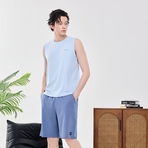 
Cool vest shorts summer thin men's pajamas Lanjing Modal cotton pajamas men's home clothing set Rock Gray BXM679B 2XL