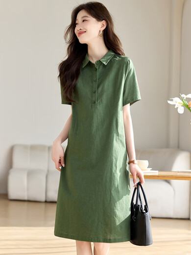 TJQ ​​Luxury High-End-Markenkleid für Frauen 2025 Sommer neuer loser Bauchabdeckung und Abschleife und altersreduzierende modische Rock Marine Blue M Empfohlen 115jin [Jin ist 0,5 kg]