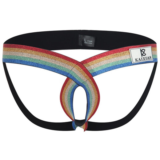 Men's sexy underwear gay thong hollow tight cross triangle ins summer outdoor internet celebrity bar black S