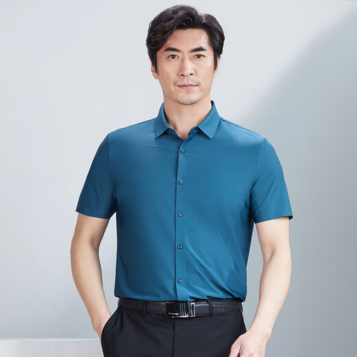 Hongdu Summer Nouvelle manche à manches courtes Men de nylon mince en nylon à rayures Mente de l'âge moyen de l'âge moyen Malte à manches