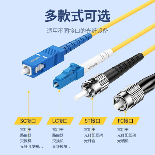 Green fiber optic jumper telecommunications grade 10 Gigabit SC-SC/FC/ST/LC/single-mode single core Low smoke halogen-free home fiber optic cable machine room engineering special transceiver jump fiber pigtail [LC-SC single-mode double core] engineering telecommunications grade NW364 5 meters