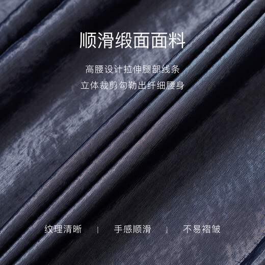 ROEYSHOUSE罗衣慵懒感高腰阔腿裤2025夏款宽松直筒裤12126 蓝灰色  XL   