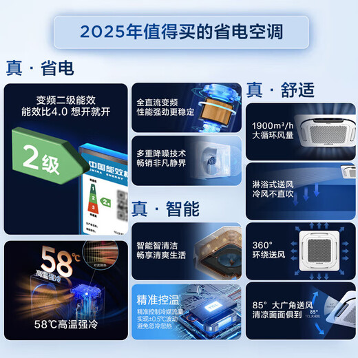 TCL central air-conditioning ceiling unit frequency conversion secondary energy efficiency embedded ceiling air conditioner one-to-one well unit shop hotel office factory ceiling commercial air conditioner 5 HP secondary energy efficiency single cooling 380V frequency conversion