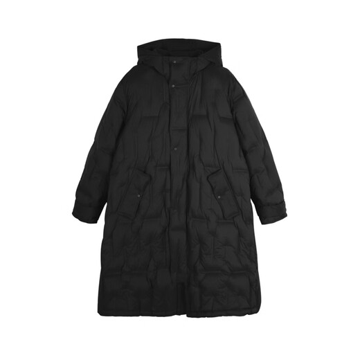 Jnby/Jiangnan Bubble Herbst- und Winter-Down-Jacke mit Kapuze A-Typ mit mittlerer Länge einfach 5NAC14420 001/This Black M