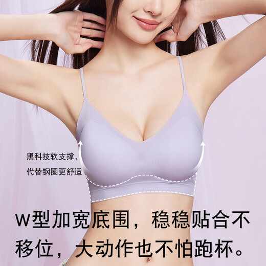 Yu Zhaolin Slin House Strap, ropa interior para mujeres en verano de estilo delgado, sin rastros, pechos pequeños, recolectados, espalda hermosa, sin anillos de acero, sujetador de mujer, púrpura + color champán [2 piezas] m [adecuado para 34/75ABC]