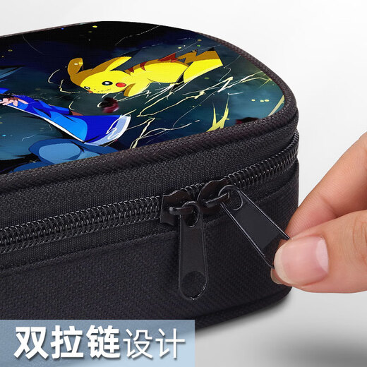 精品宝可梦笔袋甲贺忍蛙小学生文具盒初中生铅笔盒大容量儿童女生 帆布笔袋ZQ9678