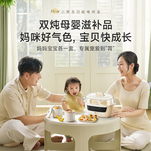 Bear electric stew pot, household electric stew pot, upper steaming and lower stew, water-proof stew pot, soup pot, bird's nest stew pot, baby porridge pot, porridge and health care, multi-functional, can be reserved and timed DDZ-H10H6, 24H reservation + 12H heat preservation 1L