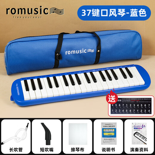 Romusic mouth organ 37-key teaching recommended junior high school and primary school students classroom instrument children professional playing wind instrument blue