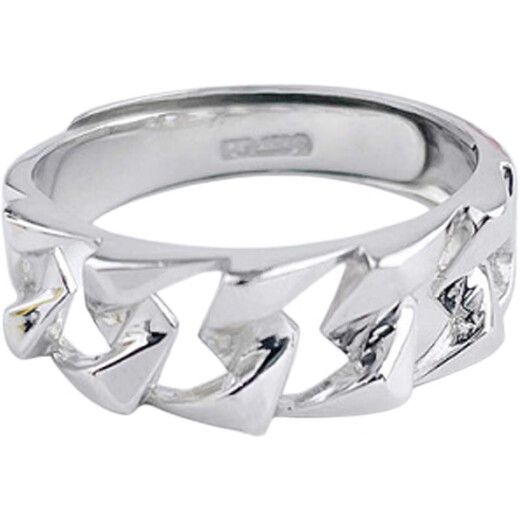 Laofu gold platinum solid live S-shaped chain ring for men, personalized trendy unisex ring mother and lover's birthday Mid-Autumn Festival gift Platinum solid live S-shaped chain ring (approximately 7.04g)