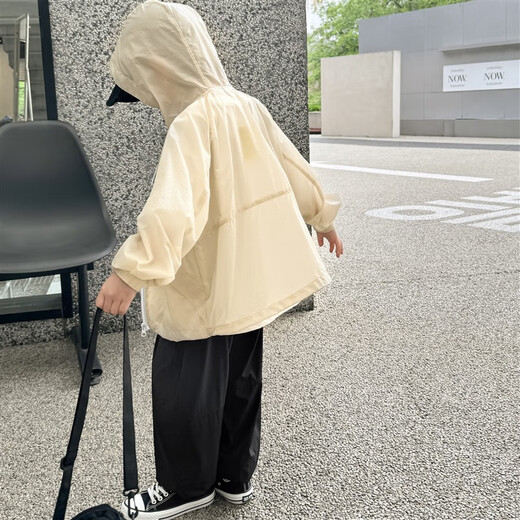 G.duck Little Yellow Duck Boys' Sun Protection Clothing for Big Children 2025 New Children's Lightweight Breathable UV Protection Beige 110 cm One Size