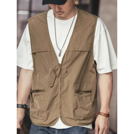 奈加图（NAIJIATU）日系复古工装钓鱼马甲男夏季薄款潮牌户外山系 黑色 2XL 建议 140-160斤
