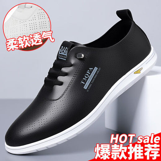 Xiaohuilijia Herrenschuhe 2025 Sommer neuer Männer weicher alleiniger weißer weißer Schuhe mit einem Fuß faulen Fahrschuhen Mode lässige Lederschuhe 9712-1 Weißer Hollow Style 38