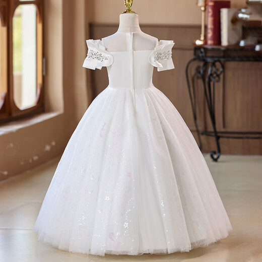 
Anneyol (Anneyol) princess dress girl dress flower child wedding white catwalk high-end performance costume children's performance costume white 140