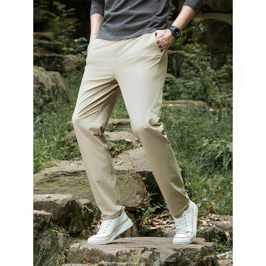 CEO Yageor men's outdoor spring and autumn casual pants three-proof fabric wrinkle-resistant wear-resistant water-resistant trousers sports elastic pants black JQB-671 M 170