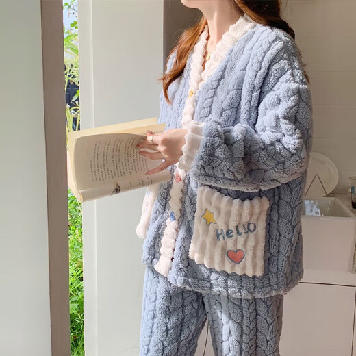 洛玫琳孕妇保暖衣加厚加绒200斤可穿秋冬胖mm大码珊瑚绒外出月子服秋冬 m-9901# L 建议体重90-120.5