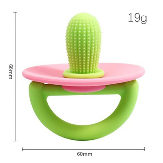 Cactus baby anti-eating hand teether, baby chewing teething stick, silicone baby pacifier teether, pink and green + storage box, cactus soothing teether - baby's favorite