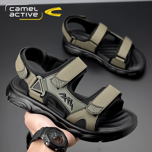 Deutsche dynamische Sandalen Herren Sommer Neue Outdoor-Sport-Sport-Strandschuhe Nicht-Schlupf-Kleidung-resistente lässige Sandalen Kamel Dynamische Nicht-Schlupf-9230 Militärgrün 43