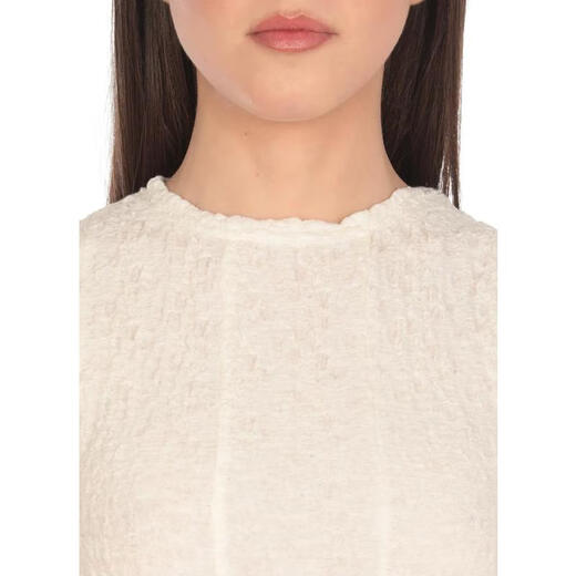 MSGM women's sleeveless dress with white cotton material round collar rear zipper solid color slim fit evening dress white one size 40