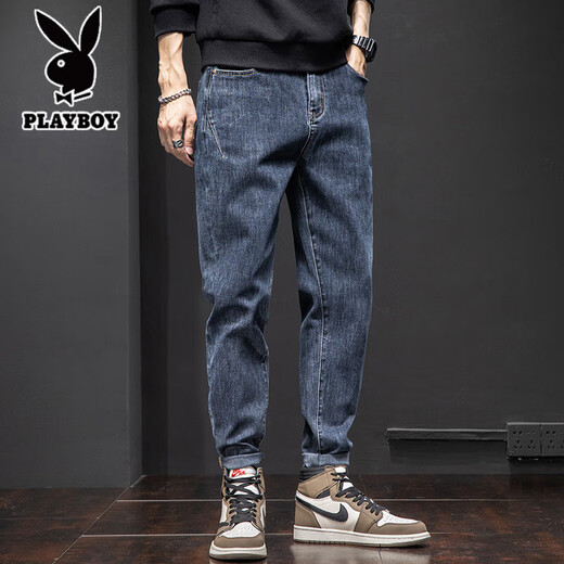 Playboy jeans for men's summer thin American trendy versatile men's pants loose straight-leg high-profile casual pants for men's 6621 blue [Summer thin] 33 (2 feet 6) Recommended 140-150 Jin [Jin equals 0.5 kg]