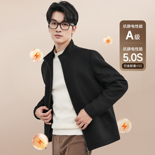 Septwolves Wool Jacket Men's Autumn Stand Collar Jacket Men's Lining Anti-static Simple Business Work Versatile Men's Clothing