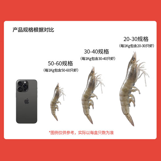 Fresh Jingcai imported 50/60 Ecuadorian white shrimp, ice-free net weight 3.3Jin Jin is equal to 0.5kg, 82-99 pieces/box, shipped directly from the source