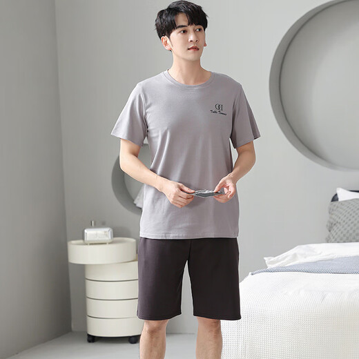 七匹狼（SEPTWOLVES）新款莫代尔男士睡衣夏季冰丝凉感薄款大码短袖短裤外穿家居服套装 6623 L 【100-120斤】
