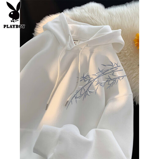Playboy (PLAYBOY) hooded sweatshirt for boys spring and autumn 2025 new men's national style tops youth trendy brand heavy new Chinese style jacket apricot (spring and autumn) M 95Jin Jin equals 0.5kg to 115Jin Jin equals 0.5kg Can be worn