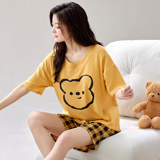 L'ensemble de pyjama à manches courtes pour femmes de Xizhong Summer est livrée avec un coton de poitrine intégré à la maison mince de grande taille Coton de haute qualité Summer GXT1047 M (recommandé 75-95 Jin [Jin est égal à 0,5 kg]))