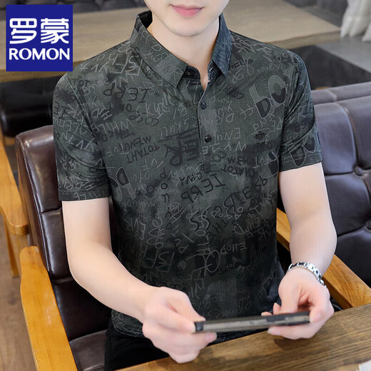 Romon Ice Seide Revers kurzärmeligte T-Shirt 2025 Sommer neuer Stil mittleren und jungen Männer Slim Dad Herren Polo T-Shirt K1301 Light Card Color m