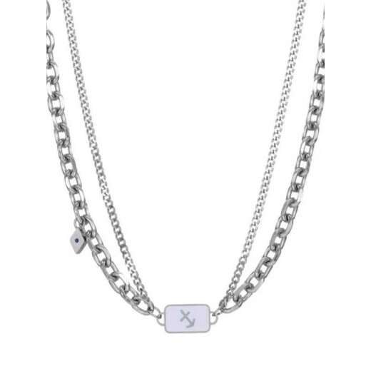 Nilan Fat Dong Lai's same style men's platinum necklace new platinum twelve zodiac signs boys' 18K double-layered clavicle chain Cancer, caution + gentleness + dedication