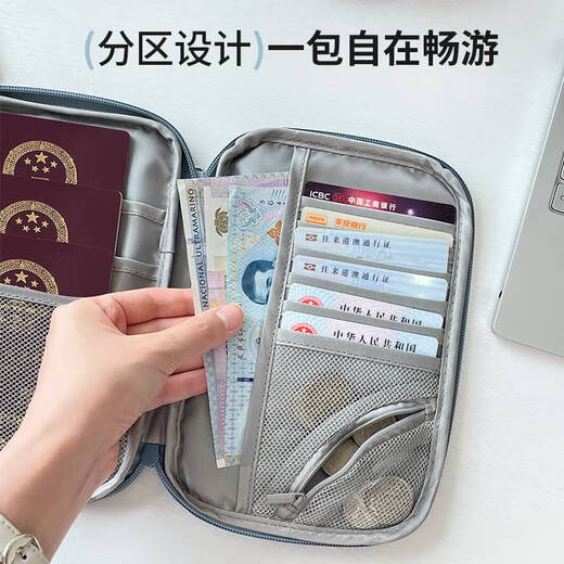 
Yonghuan Passport Acceptance Package Travel Portable Identity Boarding Ticket Zero Card Package Large Capacity Portable Package Light Gray Blue Can Put Mobile Phone/Passport/Big Boarding Pass