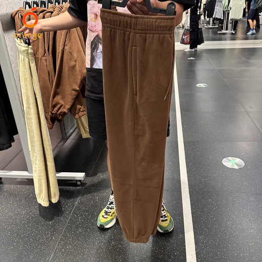 耐克（NIKE）裤子女裤2025春季新款运动裤摇粒绒保暖休闲裤防风收口宽松卫裤 HQ4877-259惊喜可可色 摇粒绒 S