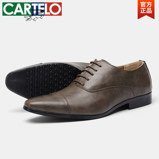 Cartelo Zapatos de cuero de tres articulaciones para negocios para hombres ropa formal de primavera y verano de cuero hecho a mano Poined Toe Oxford Zapatos de boda British Derby Zapatos KD9226 40