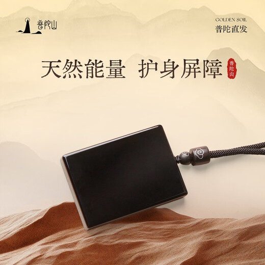 Putuo Mountain Obsidian Pendant Wushi Brand Pendant Native Buddha Amulet Necklace Birthday Gift for Men