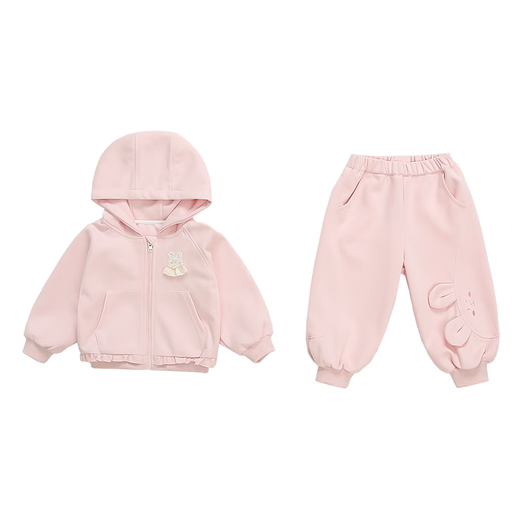 
G.DUCKKIDS Little Yellow Duck Girls Autumn Sports Set 2025 New Children's Cardigan Sweater Two-Piece Set Girls Baby Clothes Pink 100 Recommended 2~3 years old [90-100cm]cm