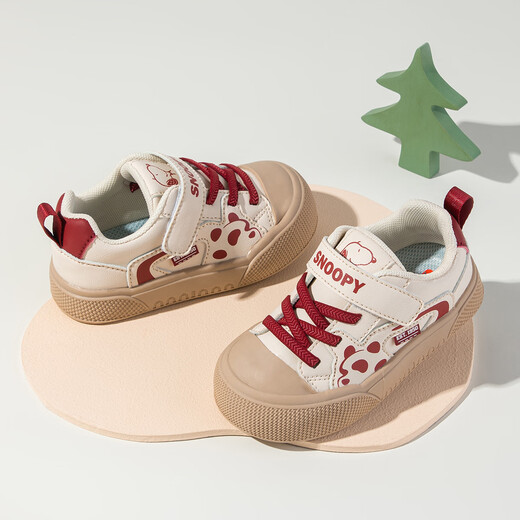 SNOOPY Snoopy children's shoes children's toddler shoes baby cute panda sneakers boys and girls sneakers 3877 rice red 25