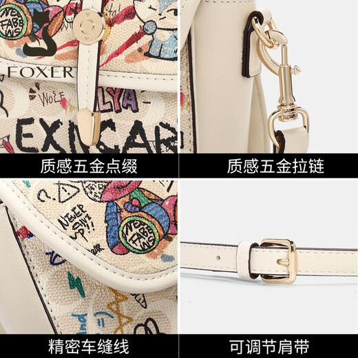 Sac pour femmes Golden Fox (Foxer) Bag féminin de grande capacité Graffiti Sac à bandoulière sac à main sac à main