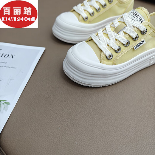 百丽踏网面透气休闲鞋女夏2025新款轻便松糕厚底小白鞋时尚百搭增高板鞋 黑色 DL9896 36