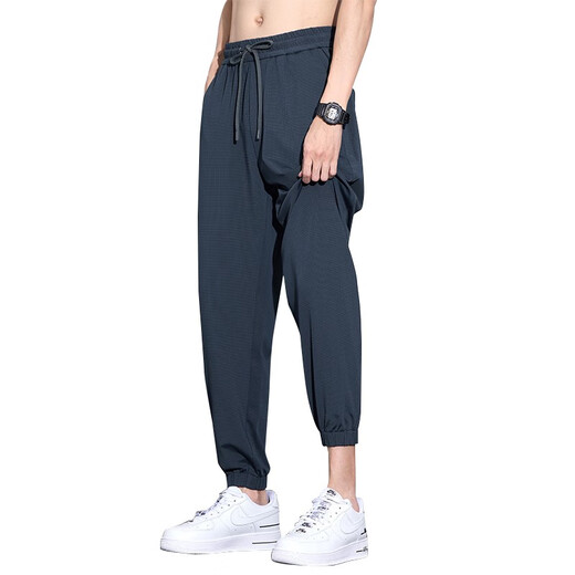 MONTAGUT冰丝男裤夏季薄款宽松束脚哈伦潮牌运动九分休闲裤子男款2025新款 ba_6625卡其品质升级 XL