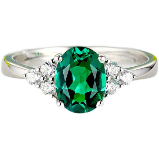 Fat Donglai's same emerald ring 925 silver emerald blue crystal ruby red agate adjustable agate red ring