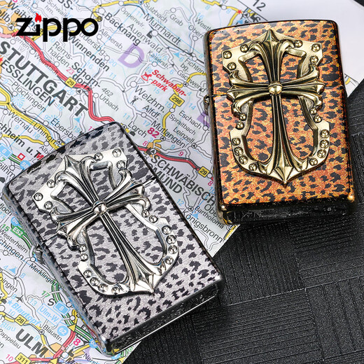 Zippo plus léger authentique éolien American Original Leopard Print Sticker Texture Men's Collection Grade Lighter Leopard Print Gold [La nouvelle machine ne contient pas d'huile] TC9901TZ