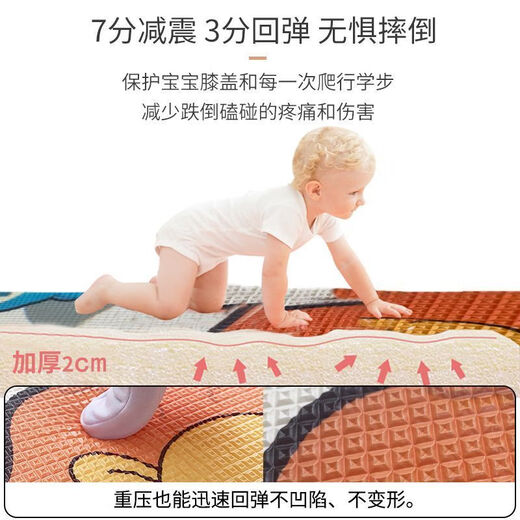 Babykriechkissen ohne Formaldehyd, geruchlos, ungiftiges Babykriechkissen falten doppelseitig verdickte Wohnzimmer wasserdichtes Baby 2 cm verdickt [doppelseitiges Zufallsmuster Anti-Deduktion] Empfohlen von Mutter 90 cm * 180 cm