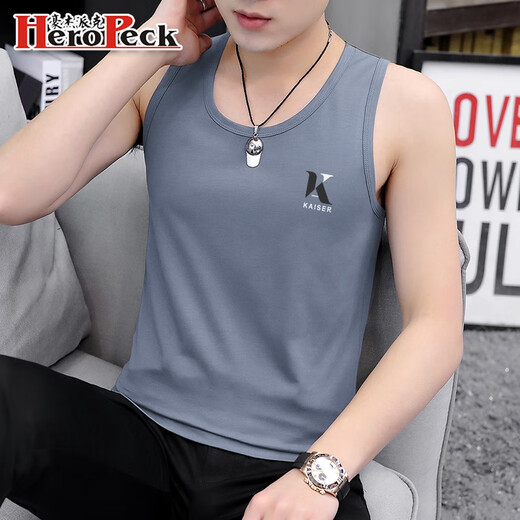MOJY men's vest in summer wear pure cotton men's clothing 2025 new thin sleeveless sleeveless wear youth suspender m9793 white M suggests 85Jin [Jin equals 0.5 kg] to 100Jin [Jin equals 0.5 kg]