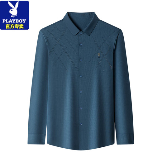 Playboy (Playboy) Camisa de seda de seda de mulberry de manga larga de manga larga de alta gama y otoño Camisa de seda de seda de mediana edad de mediana edad JZ6625 Modelo Molan 190/4xl recomendado 170-190Jin [Jin equivale a 0.5 kg]